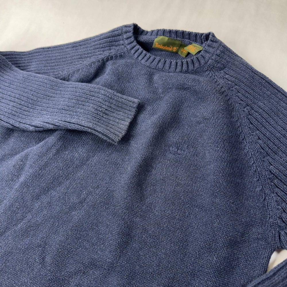Timberland Sweater Mens XL Navy Blue‎ Casual Ribbed Pullover Cotton Long Sleeve